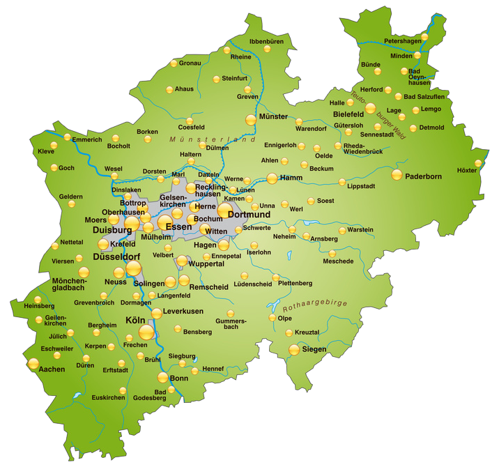 Landkarte Nordrhein-Westfalen